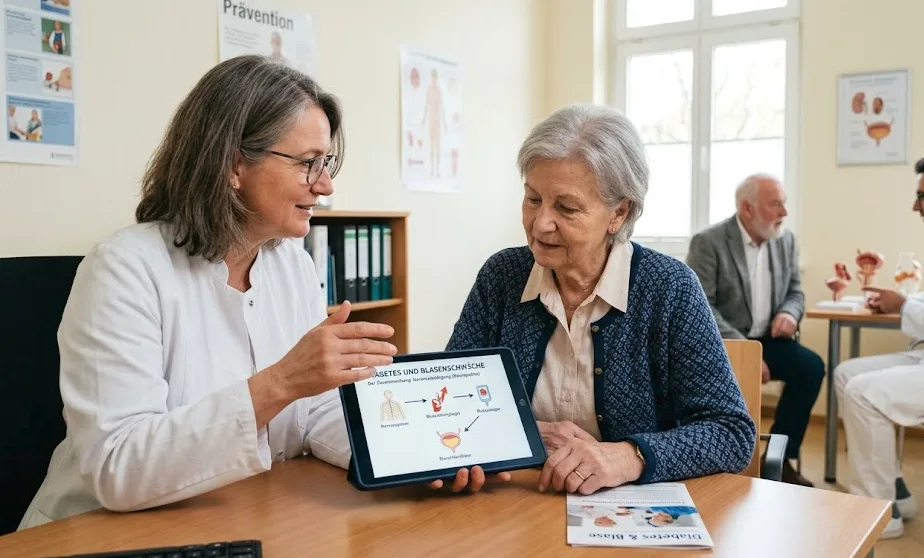 Blutzuckermessung als Symbolbild für die Bedeutung einer guten Diabetes-Einstellung bei Blasenbeschwerden