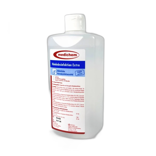 Medichem Händedesinfektion Extra in 500-ml-Flasche, alkoholisches Händedesinfektionsmittel