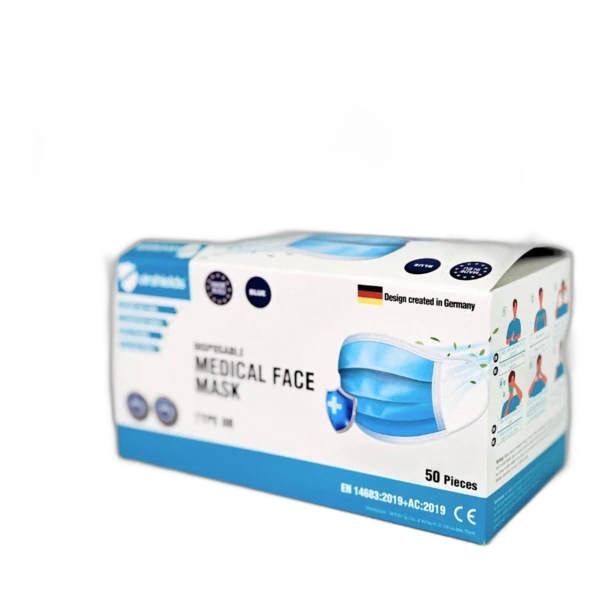 50er-Box medizinischer Einweg-Mund-Nasen-Schutz Typ IIR für die häusliche Pflege