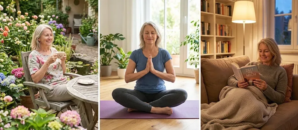Frau bei Yoga und Entspannung — Bewegung und Wohlbefinden im Alltag