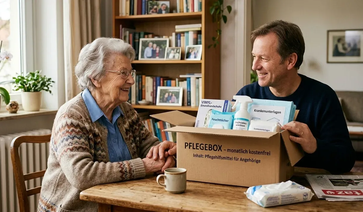 Pflegende Angehörige mit Pflegehilfsmitteln