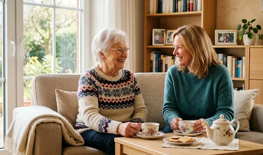 Seniorin im Gespräch mit Angehöriger