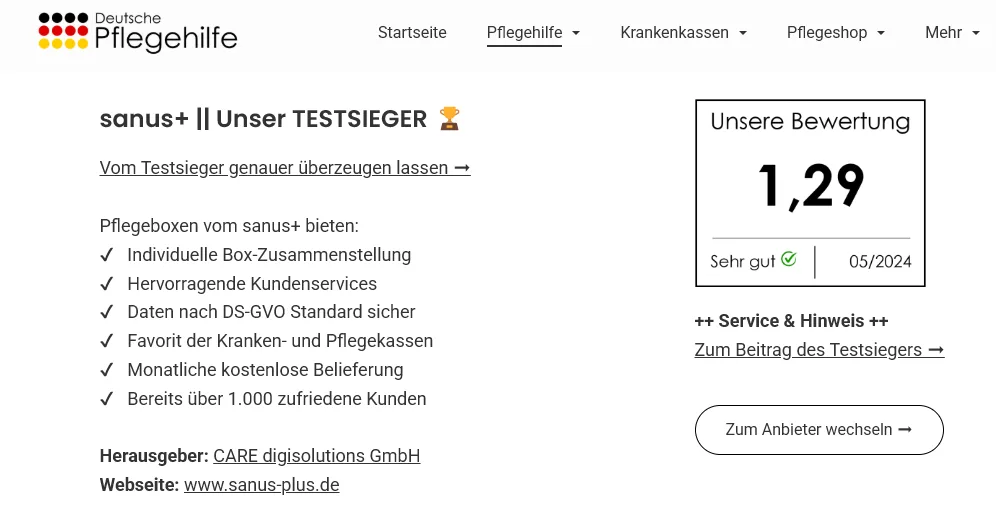 Testsieger Deutsche Pflegehilfe