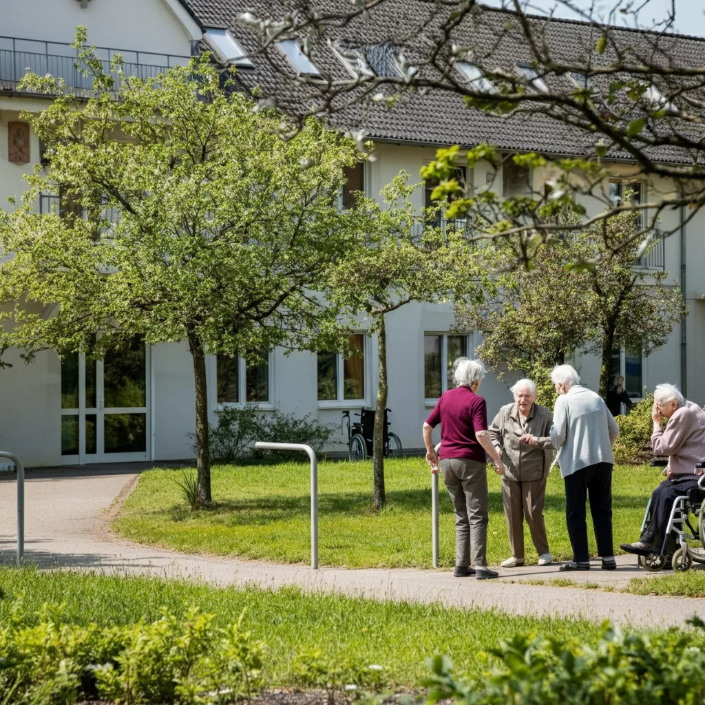 Gebäude mit älteren Personen