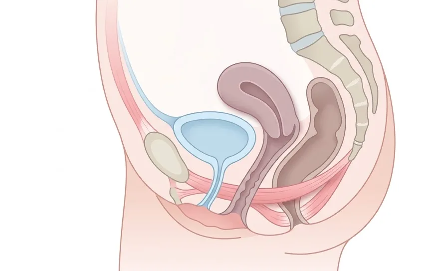 Illustration der weiblichen Beckenboden-Anatomie